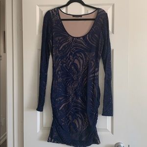 Blue vivia long sleeve lace dress